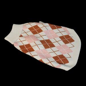 Kyeese Dog Sweater Argyle Cream, Pink and Tan Soft for Medium Size Dogs